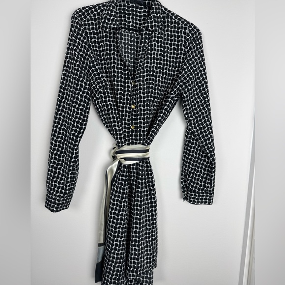 The Limited Dresses & Skirts - The Limited Black White Geometric Shirt Dress Roll Tab Sleeve Women's L
